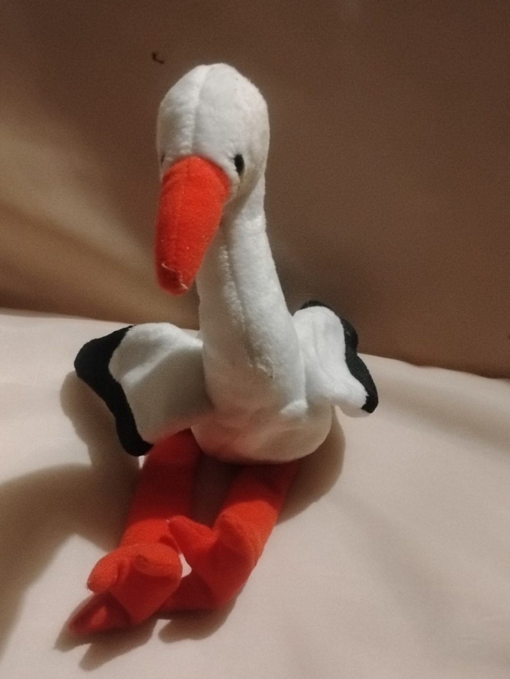 Plush White and Orange Stork Bird Toy - Brand Unspecified